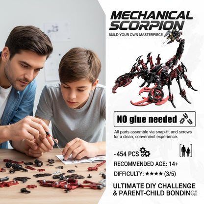 Scorpion 3D Metal Puzzles for Adults,454PCS Stainless Steel DIY Mechanical Metal Model Kits,No Glue Assembly with Movable Joints,Challenging Metal Building Kit Desk Decor Gift (Black-Red)