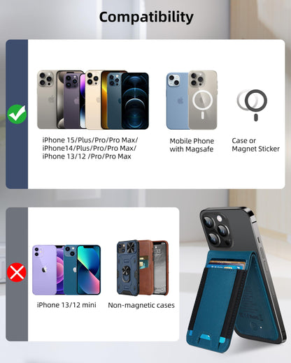 ExtreLife MagSafe Wallet, Work with Apple Find My, Magnetic Phone Wallet Stand for iPhone 17/16/15/14/13/12 Series, 8 Card Holder, RFID Blocking, Rechargeable, Blue
