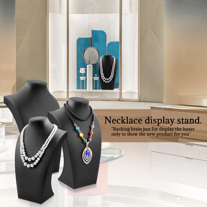 Homeanda Necklace Display Bust - PU Leather Jewelry Bust Stand for Photography, Boutique Display, and Home Organisation(Polyurethane-Black-13.4" x8.2)
