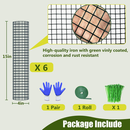 HOLANHING 6 Pack Metal Moss Pole, 15" Moss Poles for Plants Monstera, Stackable Sphagnum Moss Pole for Climbing Plants (6 Pack 15")