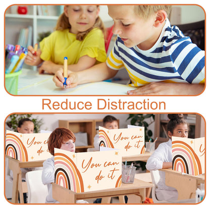 FYSUIMU 24Pcs Student Desk Privacy Boards Boho Rainbow Classroom Desk Divider Shield Privacy Panel Folders Screen Partition for School Teacher Student Test Supplies