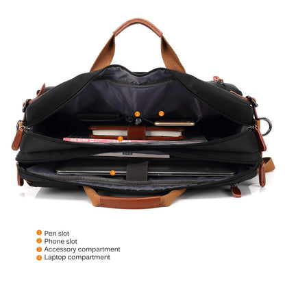 CoolBELL Convertible Backpack Messenger Shoulder Bag Laptop Case Handbag Business Briefcase Multi-Functional Travel Rucksack Fits 17.3 Inch Laptop for Men/Women (Black)
