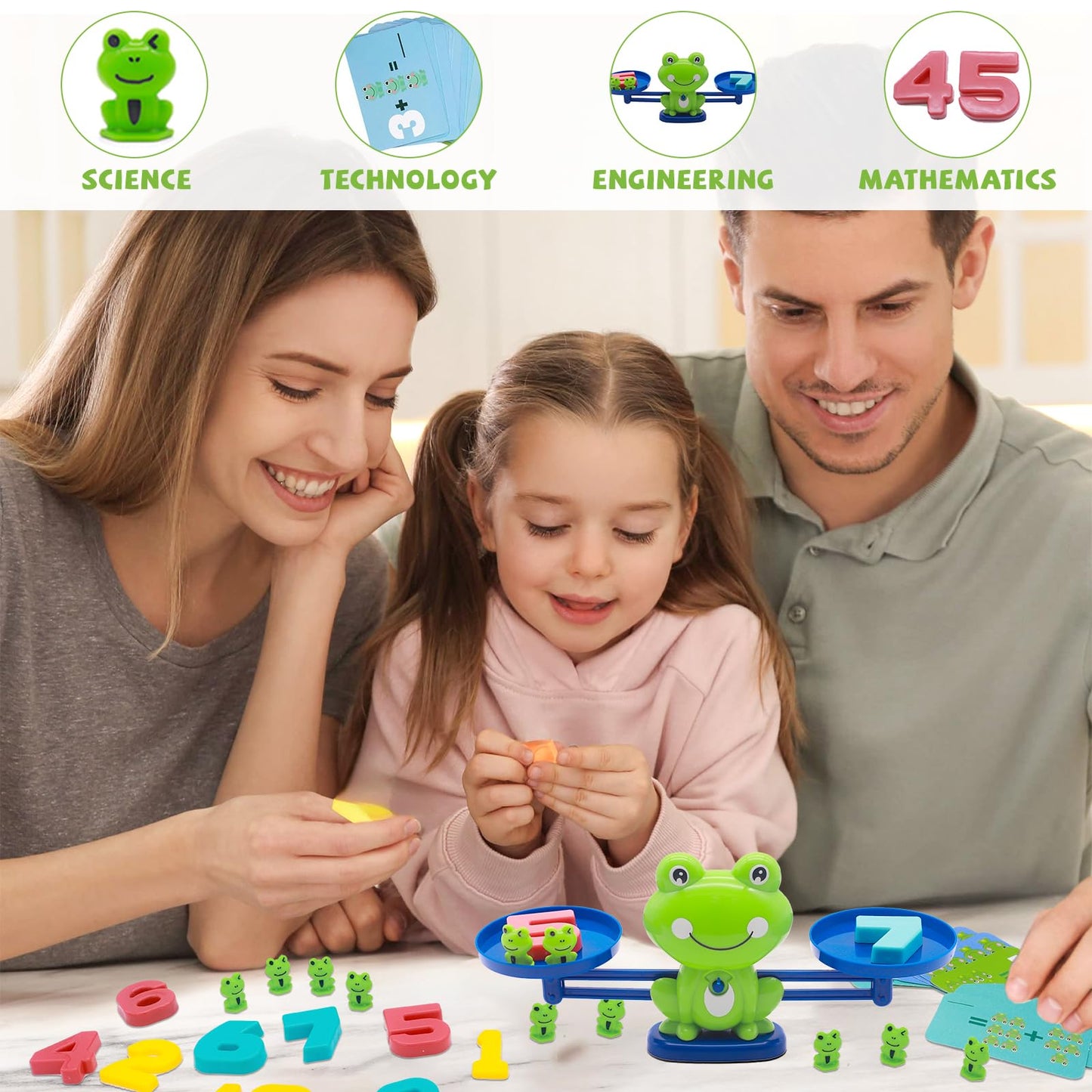 Snugzy Frog Balance Counting Toys, Number Counting Scale Games for Kids Cool Math Learning Games for Boys and Girls Preschool Kindergarten Learning STEM Montessori Educational Toys for 3+ (93 PCS)