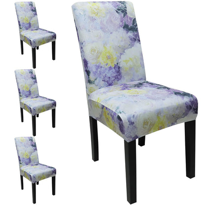 JQinHome Pattern Chair Covers for Dining Room Set of 4, High Stretch Removable Washable Parsons Chair Slipcover for Home Party Hotel Wedding Ceremony (Light Purple Flowers,4PCS)