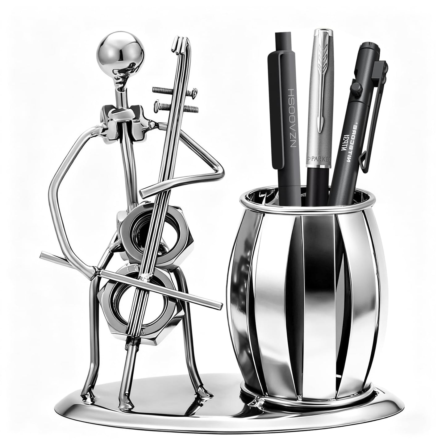 HSOOVZN Metal Pen Holder Cello Desktop Accessories Music Decor Pen Organizer Cool Pencil Cup For Music Gifts Kids Students Office Stationary