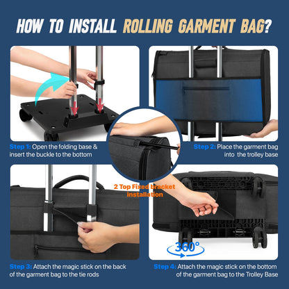 Rolling Garment Bag, Large Carry On Garment Bag With Wheels, Men Women Suit Carry On Garment Bag for Travel Business