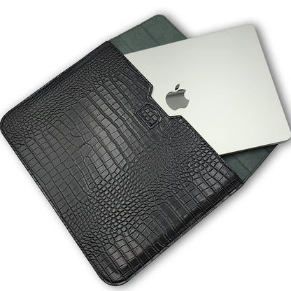 LCMOCICO Crocodile Grain PU Leather Flap Style Case Bag Laptop Sleeve for MacBook Air 15 inch 2026-2023 A3448 M5 M4 M3 M2 Notebook Bag for Mac Pro 16 A3428 A3429 2019-2026 Pro 15 2012-2019, Black