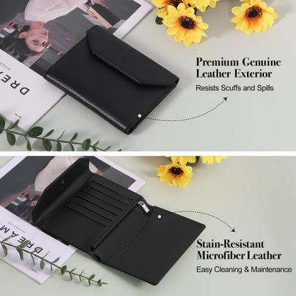WHHMK Leather Passport Holder for Travel,Rfid Passport Holder Protect Your Card Security,Passport Book Holder for Men Women,Travel Wallet with Cards & Pen Slot,Boarding Pass,Zipper Cash Pocket(Black)