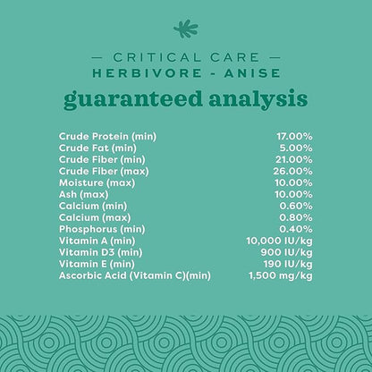 Oxbow Critical Care Herbivore Assist Feeding Formula for Rabbits & Guinea Pigs, High Fiber Timothy Hay Recovery Food, Natural Anise Flavor, Vet Recommended Emergency Nutrition, 454g 2 Pack