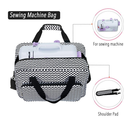 Sewing Machine Case - Travel sewing machine bag with handle - New Sewing Machine Carrying Case - Suitable for Singer, Brother, Janome, and Most Standard Sewing Machine (Black)