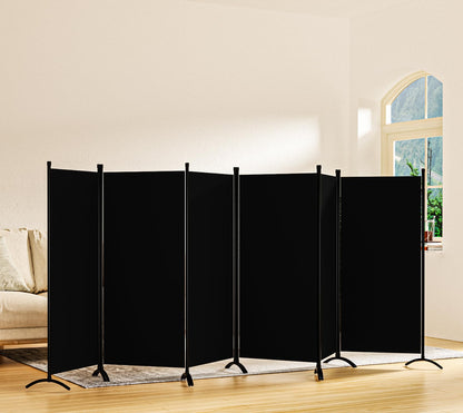 Room Divider-Folding Privacy Screens, 6 ft Partition Room Dividers Wall for Separation, Home, Office, Classroom, Studio (Black, 6 Panel)