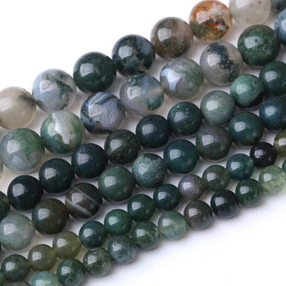 35PCS 10MM Natural Moss Agate Stone Beads Energy Healing Beads for DIY Jewelry Bracelet Necklace Making for Jewelry Making15Inch