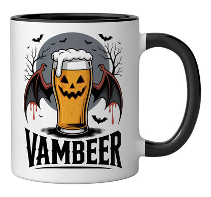 Vambeer Halloween Vampire Beer Pumpkin Bat Theme Ceramic Mug, Black/White