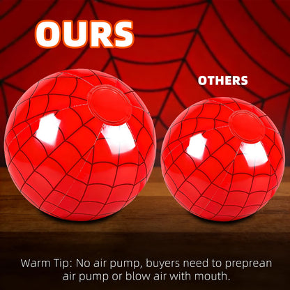 Plucktivize Inflatable Spider Beach Balls 12INS – Large Spider Web Design Balls for Kids Birthday Friends Party Decorations, Pool Games, Spider Gifts, Man and Women Celebration Supplies
