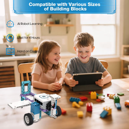 ICreateRobot 12 in 1 Coding Robot Kit ICBricks for Kids 6+, 240+ Piece Educational AI STEM Remote Building Learn to Code with Hub,Motor,Sensor,APP Control for Girls Boys Gift