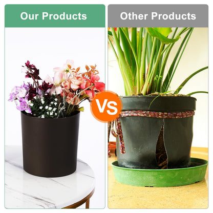 M METERXITY 1-Pack Plastic Plant Pot, 8 Inch Plastic Planter Round Flower Planter Container Flower Pot for Indoor/Outdoor/Garden, Plant Holder [Coffee]