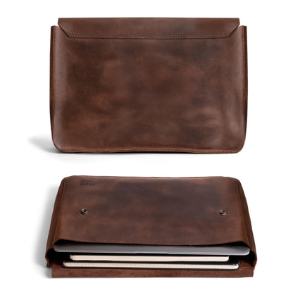 Hide & Drink, Vintage Folder Document Holder, File Case, A5 Binder, Envelope Portfolio, Full Grain Leather, Handmade, Bourbon Brown