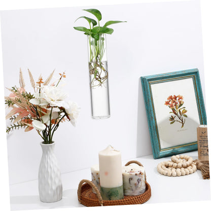 VANZACK 2pcs Cylinder Glass Wall Vases Hanging Terrarium Planters for Indoor Plants Easy to Install Propagation Stations for Home and Office Decor
