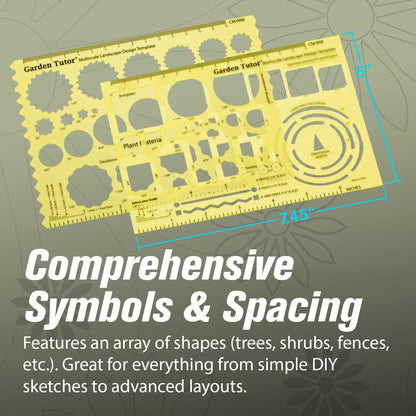 Garden Tutor Multiscale Garden & Landscape Design Templates 2 Precision-Cut Translucent Yellow Architectural & Drafting Tools for Garden, Yard & Landscape Design