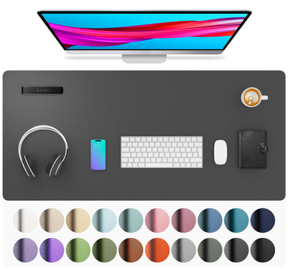 Leather Desk Pad Protector,Mouse Pad,Office Desk Mat,Non-Slip PU Leather Desk Blotter,Laptop Desk Pad,Waterproof Desk Writing Pad for Office and Home (Gray,36" x 17")