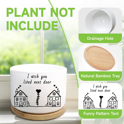 WSLCHOVE Friend Gifts for Women, I Wish You Lived Next Door, Cute Succulent Plant Pot, Flower Planter, Friendship Long Distance Relationship Gifts for Women Best Friend (Plants Not Included)