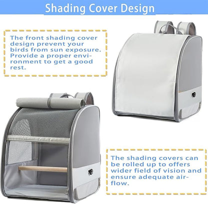 Parrots Travel Backpacks Cage Removable Waste Tray and Sunshades for Stress Without Transport Breathable Bird Travel Cage