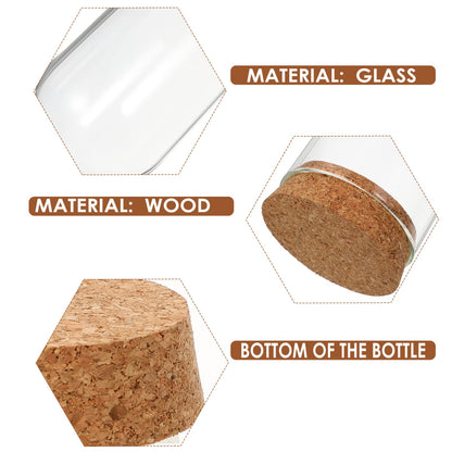 5pcs Cloche Glass Dome Wedding Favor Glass Dome Jars Bottles with Cork Stoppers Display with Cork Base for Party Favors, Arts and Small Projects