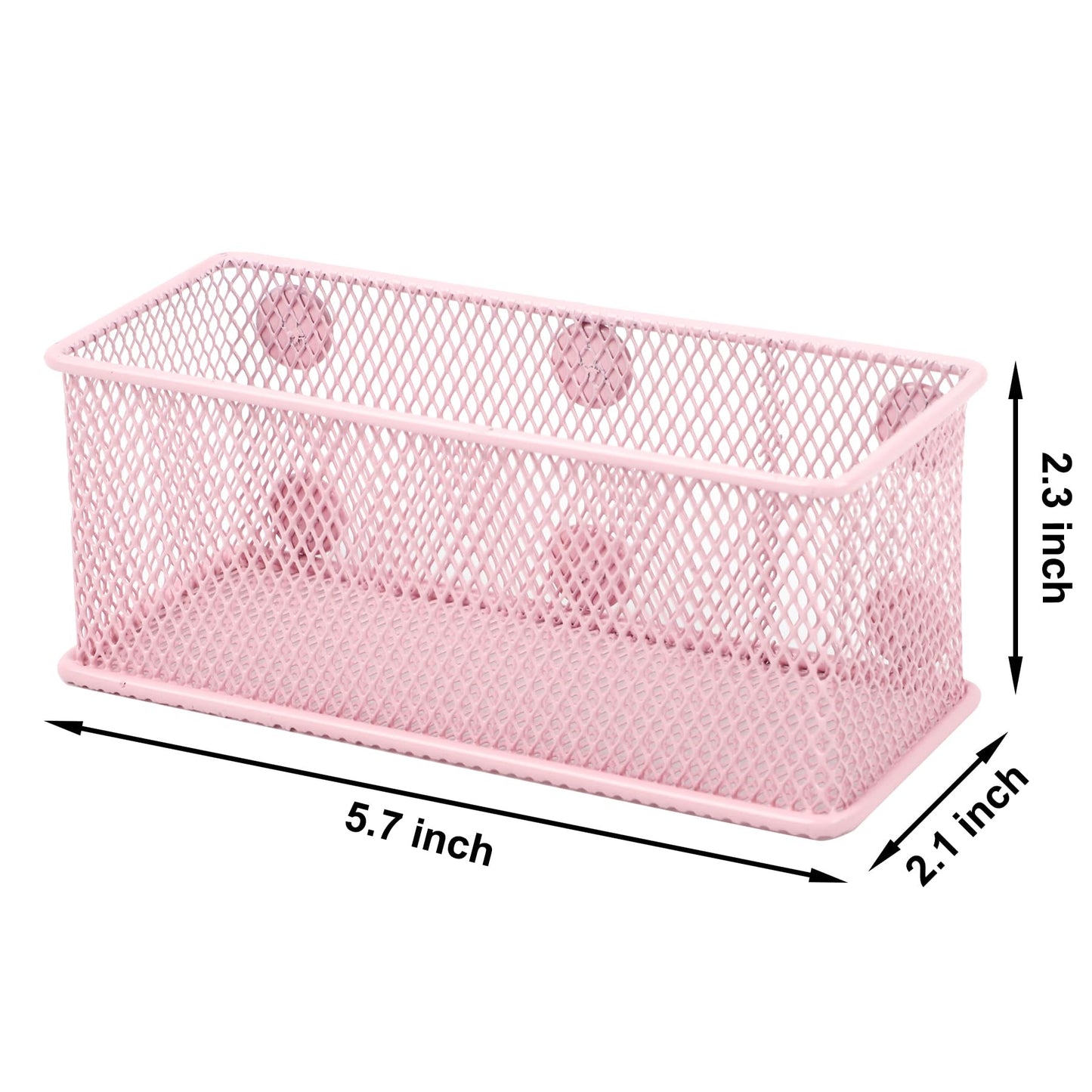 EASEPRES Magnetic Pencil Holder Set of 3 - Wire Mesh Storage Baskets Organizer with Strong Magnets - Perfect for Whiteboard, Refrigerator and Locker Accessories, Pink