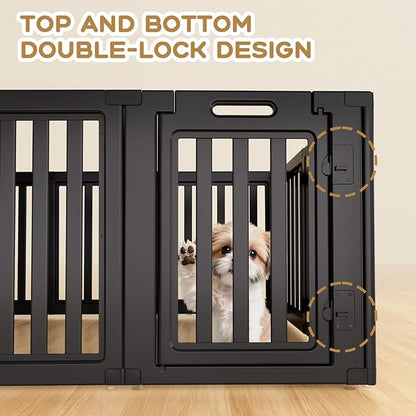 Dog Playpen, Clear Dog Pen, Dog Pen Indoor, Easy to Install and Remove Dog Play Pen, Puppy Playpen Suitable for Dogs, Cats,Dog Playpen Indoor(Black, 23.6 Inch Height, 8 Panels)