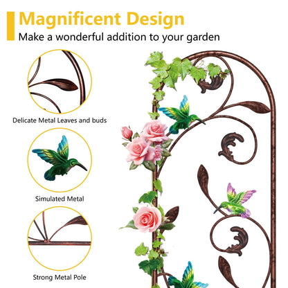 aboxoo Set of 4 Packs Hummingbird Metal Garden Trellis for Climbing Plants,Outdoor Decorative Flowers Arch Fence Trellis for Outdoor Patio,Garden,Yard,Backyard,Wall Brackets,60'' H x 11'' W