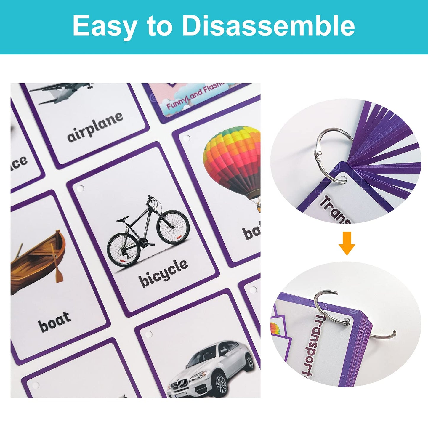 Lilias Transportation/Clothes/Occupations Flash Cards - English Words Pocket Card for Toddlers, Learning Toys, Supplies for Kindergarten Preschool, 3 Themes Set