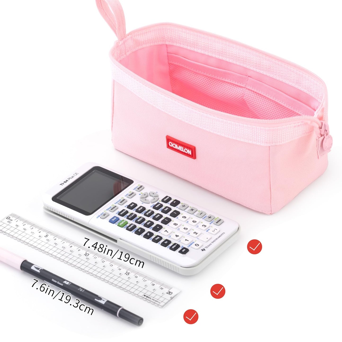 CICIMELON Pencil Case Large Capacity Pen Pouch Multifunctional Pencil Bag for School Students Teen Girls Office Women Adult (Light Pink)