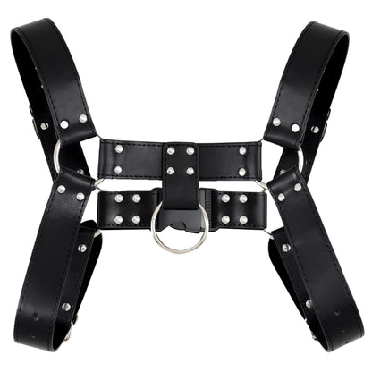 Handmade Punk Men's PU Leather Harness - Adjustable Straps with Alloy Buckles, Unique Gothic Fashion Accessory (Quick-release buckle)
