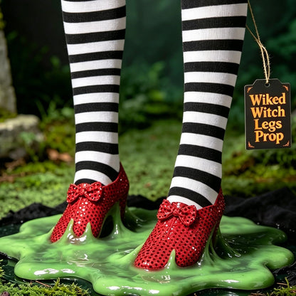 Wicked Witch Legs Prop – Halloween Decoration with Red Shoes, Fake Legs for Haunted House, Indoor & Outdoor Party Decor