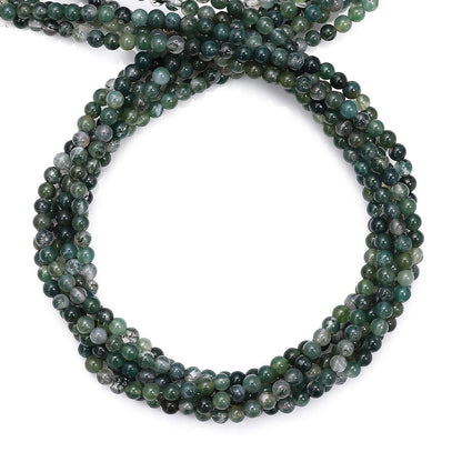 BEADIA Natural Moss Agate Stone Round Loose Semi Gemstone Beads for Jewelry Making 4MM 38cm/Strand