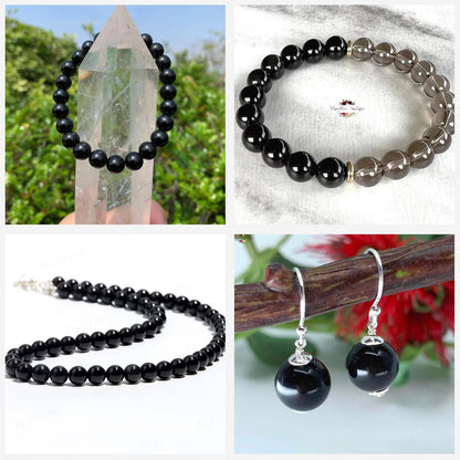 Risyfjew 100PCS 8mm Natural Black Obsidian Beads Gemstone Round Loose Beads for Jewelry Making Chakra Crystal Stone Beads for Bracelets Necklace Earrings Making Supplies (100pcs/Strand)