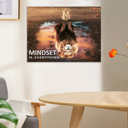 Motivational Canvas Wall Art Mindset is Everything Lion King Inspirational Entrepreneur Quotes Poster Print Artwork Painting Picture for Office Bedroom Home Decor Framed Ready to Hang [24''W x 18''H]