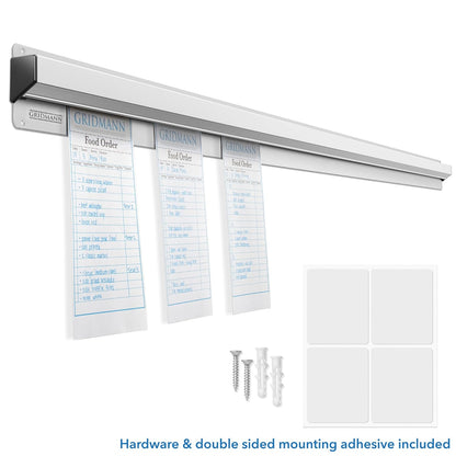 GRIDMANN 60-inch Slide Check Rack, Aluminum Restaurant Ticket Holder for Commercial Kitchen Food Orders