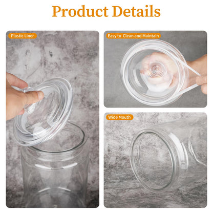 Dovesail 2 Pack 130 oz Candy & Cookie Jar Plastic Jars with Lids, Airtight Candy Jar Unbreakable, Decorative Kitchen Storage Jar, Clear Food Storage Canister for Pet Food