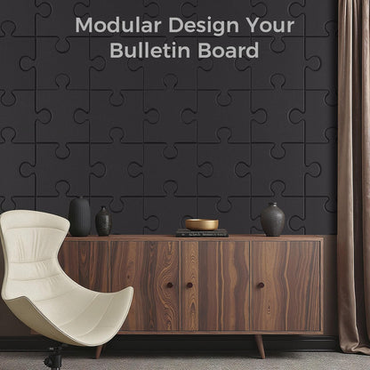 Felt Bulletin Board Tiles 31.5" x 20" Cork Board Alternative 6 Pack with 30 Pushpins 40 Adhesive Tabs Felt Wall Tiles Cork Boards for Walls Thick Slat Wall Panels for Home Office Classroom Decor