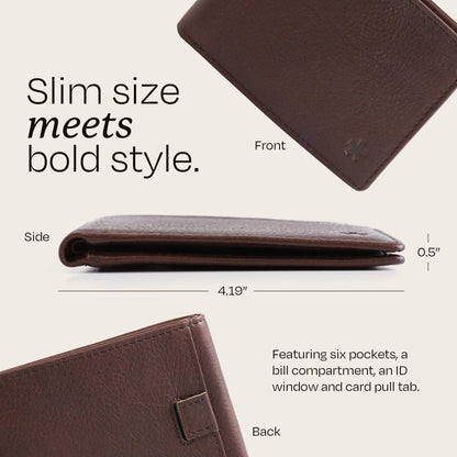 Swear Brands Full-Grain Leather Wallet for Men | Slim RFID Blocking Bifold Design with Cash Pocket & Card Pull Strap | Holds 1-12 Cards | Stylish & Durable | Walnut