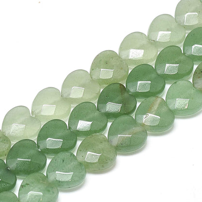 Fashewelry 18pcs Faceted Heart Natural Green Aventurine Stone Beads Tumbled Chakra Gemstone Beads Crystal Healing Drilled Loose Beads for Earring Bracelet Necklace Jewelry Making