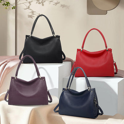 KOGTLA Medium Genuine Leather Tote Handbags for Women, Ladies Soft Satchel Shoulder Purses, Two-Handle Hobo Bags