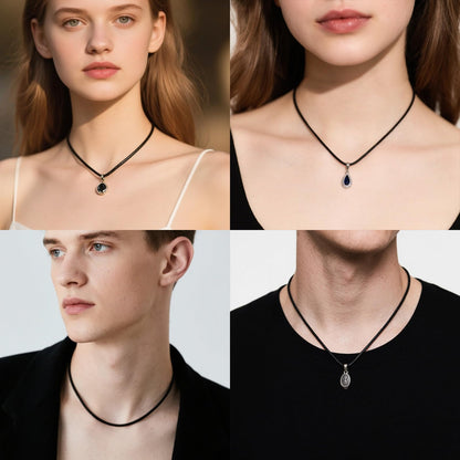 Bgfhna Black Leather Necklace Cord with Clasp Braided Wax Rope Chain for Men Women with Stainless Steel Clasp 2mm Leather Cord Necklace for Pendant