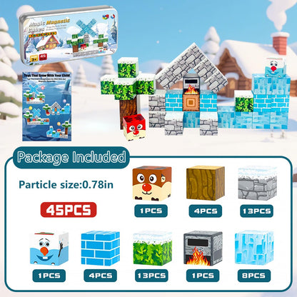 uMadeUs Magnetic Blocks Building Set - Puzzle Cubes as STEM Toys for Kids - Toddlers Sensory Construction Tiles - Ages 3+ Creative Educational Games for Boys and Girls - Frozen 2-100pc Block