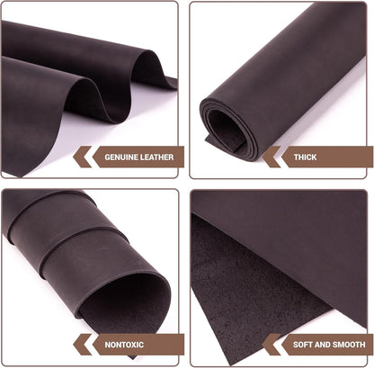 Shkira 6''X12'' Premium Crazy Horse Genuine Black Leather Sheets for Crafts Square - 2.0MM Thick Genuine - Thick Cowhide Leather Pieces Square Sheet for Crafts