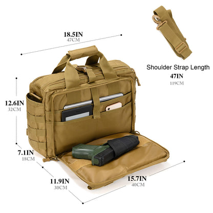 Stypos Tactical Messenger Bag, 15.6/17.3 Inch Tactical Briefcase for Man Military Laptop Bag Messenger Shoulder Bag (Khaki)
