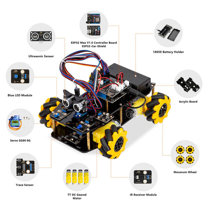ACEBOTT Smart Robot Car Kit Compatible with Arduino, Robotics for Kids Ages 8-12 12-16, Electronic Programming Project/STEM Science Kits Coding Gifts for Adults and Youths