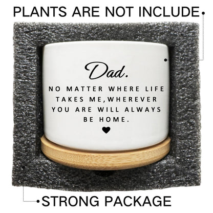 Arosedmo Succulent Planter Pot for Dad - Cute 3 Inch Plant Dad Gift from Daughter or Son with Bamboo Tray, Best Fathers Day Birthday Gardening Gifts for Dad, Grandpa, Husband