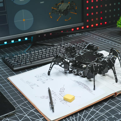 18DOF Hexapod Robot for Arduino Programming, Spider Walking Crawling Self-Balancing AI Vision Voice Control Obstacle Avoidance, STEM Education Open Source Robot with Tutorials, miniHexa Advanced Kit